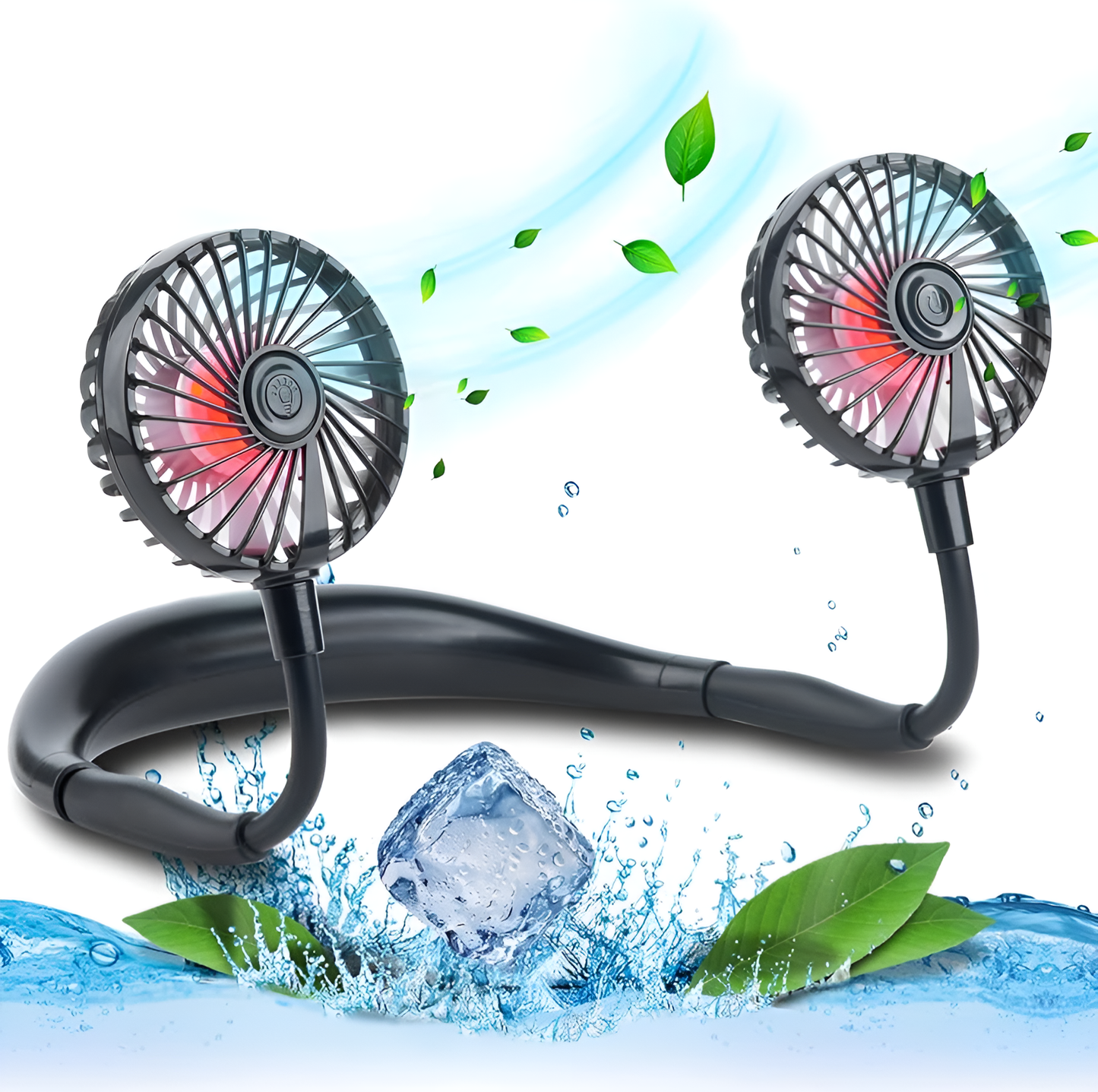 Snap Shop Portable Bladeless Neck Fan – 360° Cooling, Hands-Free, USB Rechargeable Personal Fan for Travel, Sports, Office, Outdoor Use – Quiet Dual Airflow Summer Fan