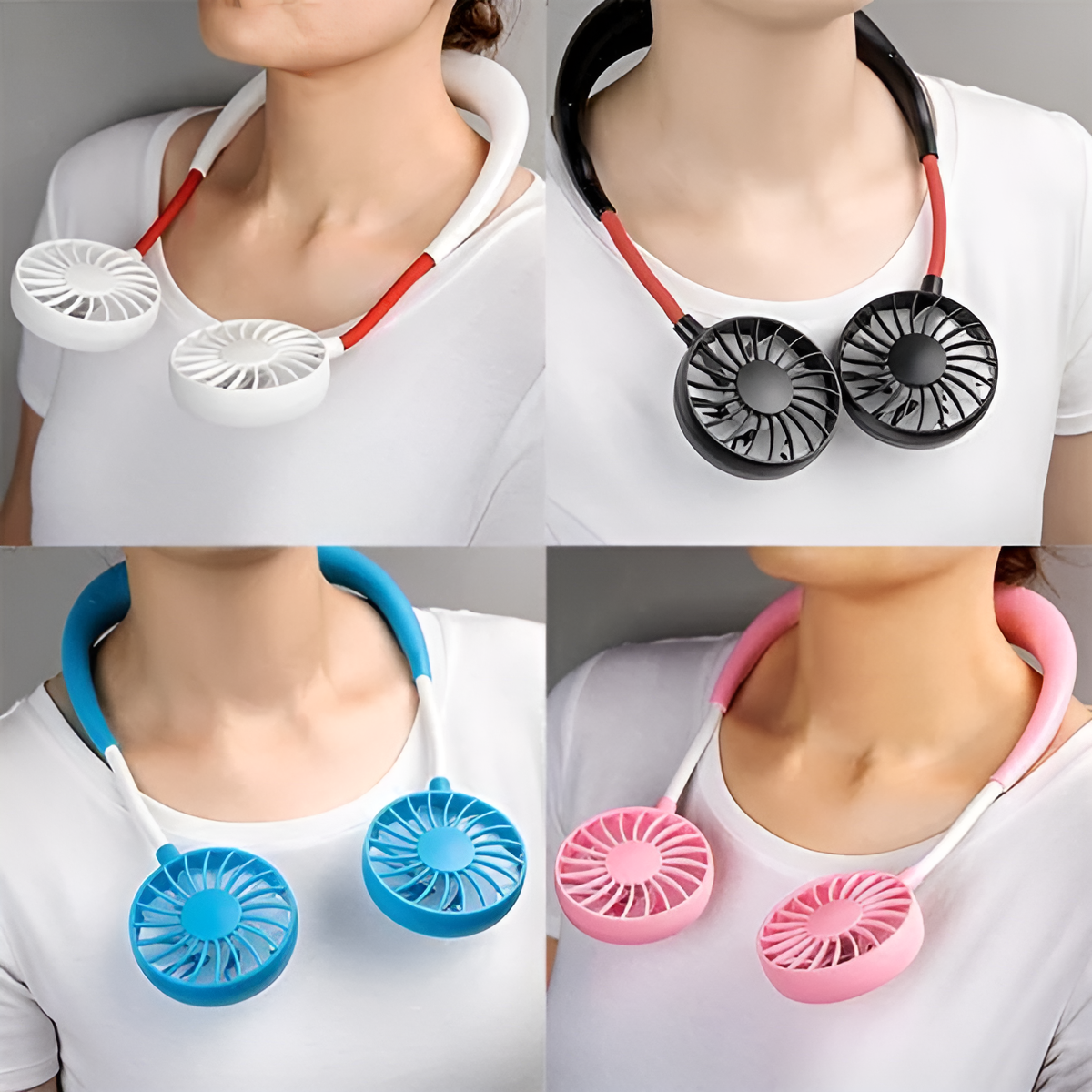 Snap Shop Portable Bladeless Neck Fan – 360° Cooling, Hands-Free, USB Rechargeable Personal Fan for Travel, Sports, Office, Outdoor Use – Quiet Dual Airflow Summer Fan